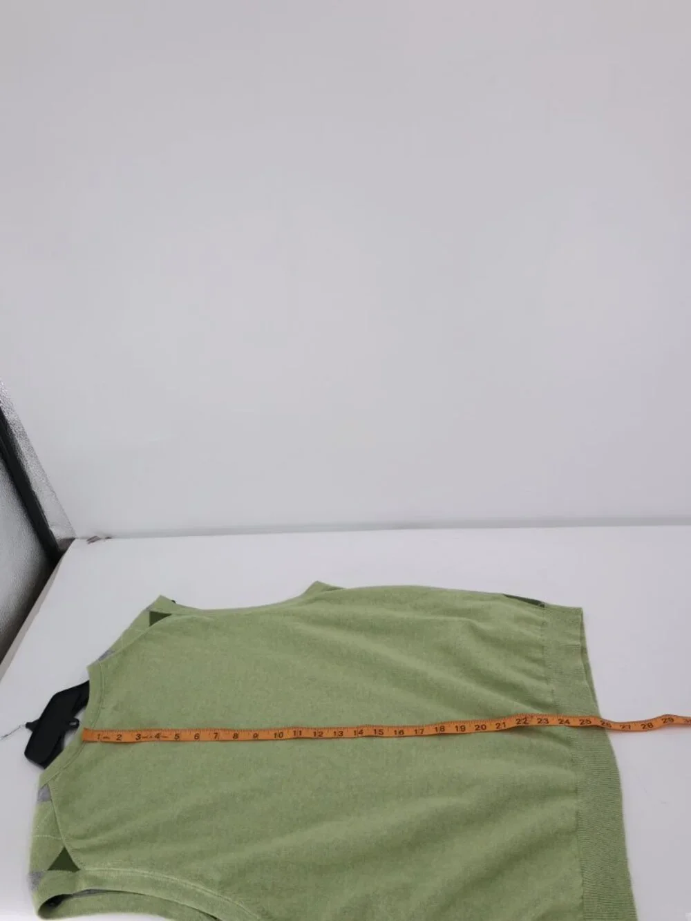 Banana Republic Sweater Vest Men Large cotton Cashmere Green Argyle Vneck Preppy